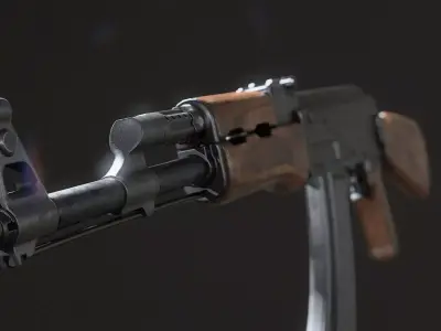 AK47 Assault Rifle Low-poly 3D model purchase