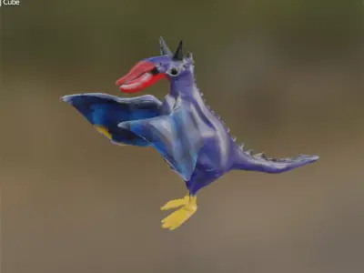 dinosaur toy bird flying in air 3D model
