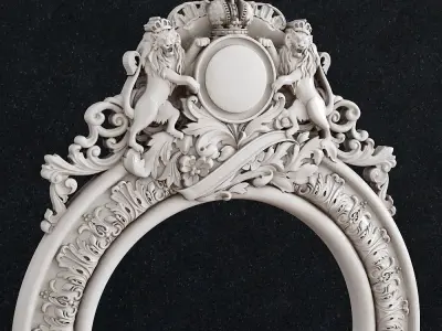 Carved Picture Lions Frame Frame baroque Mirror Picture frame 3 3D print model