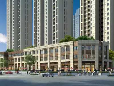 3Dmax fashion city commercial square building 407 3D model