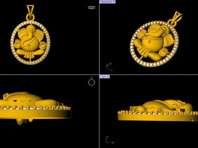 Round Ganesh Pendant - 0056 3D print model