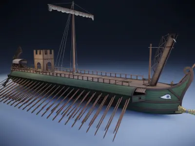 Roman Trireme Low-poly 3D model