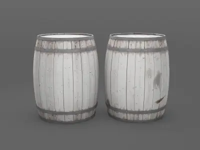 White Wooden barrel  Low-poly 3D model