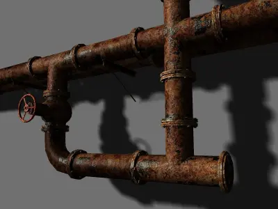 Metal Pipes Set Free low-poly 3D model
