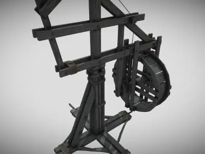 Medieval Machine Crane 01 Low-poly 3D model