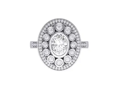 Oval Art Deco Ring 3D print model 16