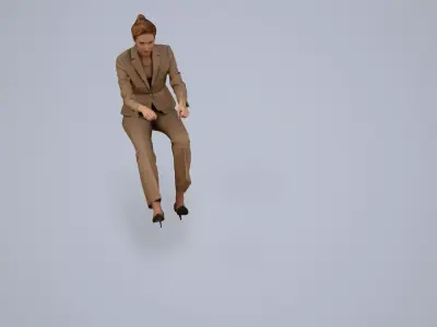 00109Halle007 - Adult Caucasian woman sitting in office waiting 3D model