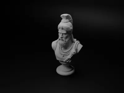 Indian Rajput Warrior Bust Chess 3D print model buy