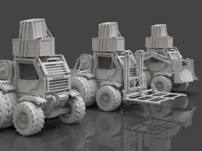 Industrial Machinery Vehicle - Pack Of 3 - Untextured 3D model