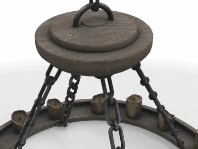 pendant light wagon wheel candle 3D model