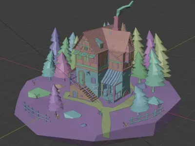 Lowpoly Medieval House Free low-poly 3D model