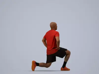 00373Carl006 - Adult Black male crouching while exercising in 3D model