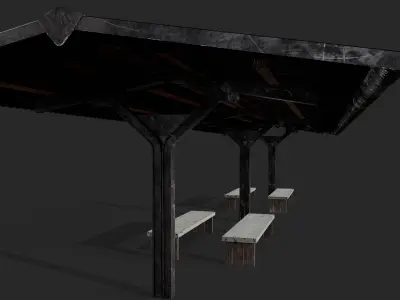 Railway station Platform Low-poly 3D model