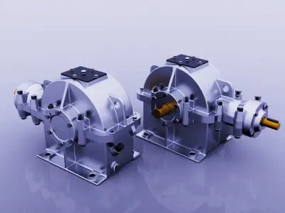 SINGLE STAGE BEVEL GEAR REDUCER 3D model