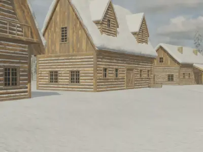 Snowy Village 3D model