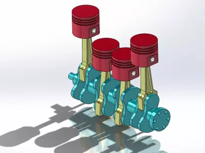 Piston Connecting  Rod Crankshaft Mechanism Free 3D model