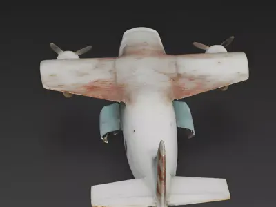 Realistic Abandoned Twin-Engine Cargo Plane 3D Model Low-poly 3D model