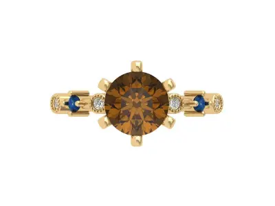 Round stone antique Ring 3D print model