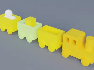 Toy Train Low-poly 3D model 3
