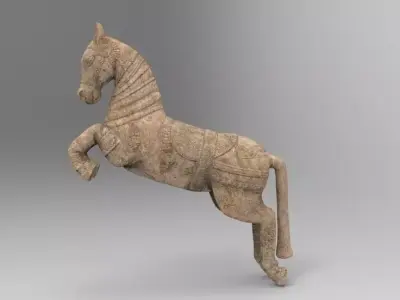 Sculpture of horse  Low-poly 3D model