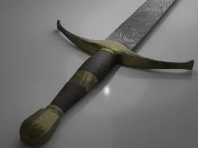 Crusader Damascus Blade Low-poly 3D model