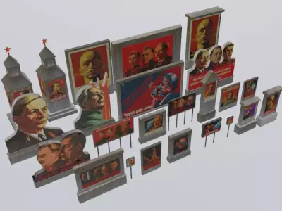 Soviet Sci-Fi Propaganda pack Low-poly 3D model