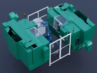 Automatic double station lathe loading and unloading machine 3D model