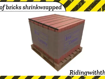 Pallet of bricks shrinkwrapped  Low-poly 3D model