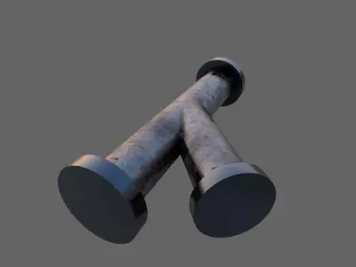 Pipe Collection two metal rods Low-poly 3D model