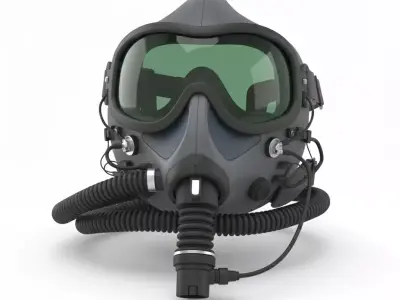 Jet Pilot Oxygen Mask and Respirator Low-poly 3D model