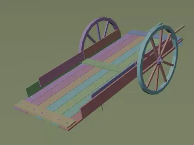 Wooden Cart  Free low-poly 3D model