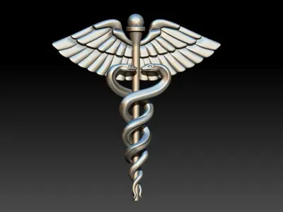 Caduceus Medical Pendant Necklace Charm Jewelry 3D print model