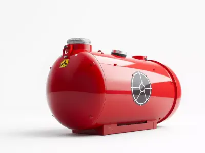 Red Cylindrical Pressure Tank Model Pack Low-poly 3D model