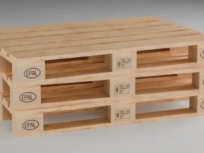 Wooden Euro and Fin Pallet Asset different conditions Low-poly 3D model