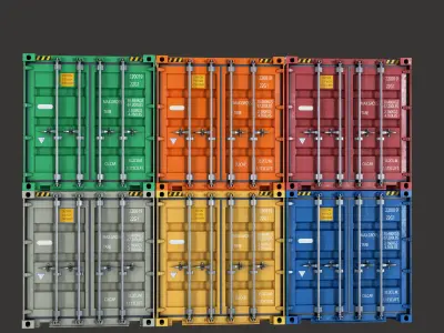 20Ft Standart Containers Low-poly 3d model Low-poly 3D model