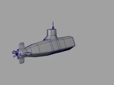 Diesel Attack Submarine Low Polygon Low-poly 3D model