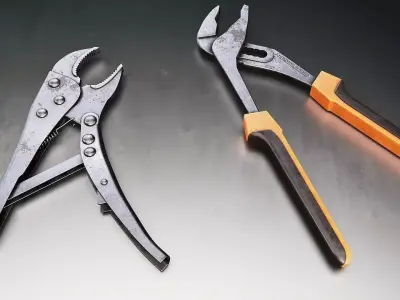 Adjustable Pliers Tool Set 3D Model Low-poly 3D model