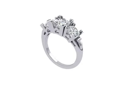 3-Stone-Ring 3D print model 9