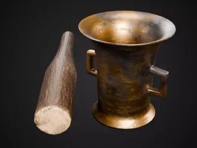 19th Century Mortar and Pestle Low-poly 3D model