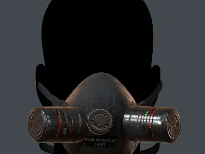 Gas mask helmet 3d model scifi Low-poly  Low-poly 3D model 17