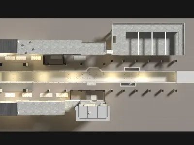Industrial building in section cut 25i09 3D model