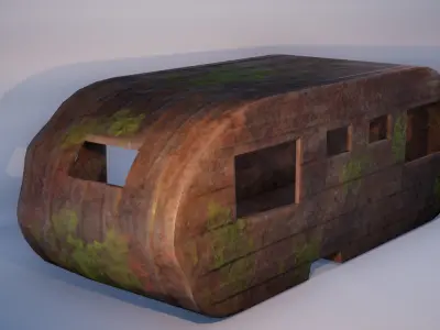 Old Trailer PBR Free low-poly 3D model