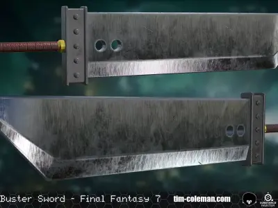 Cloud Strife - Buster Sword - Final Fantasy VII Low-poly 3D model