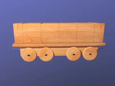 Wooden Toy Train - Container Wagon 001 Low-poly 3D model