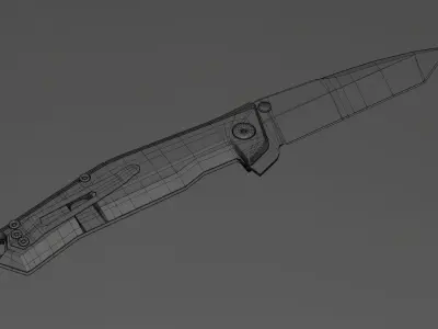 Modern Flip Knife Carbon Fiber Low-poly 3D model