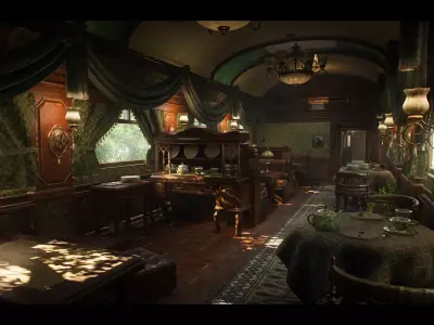 Victorian Train Interior Environment Pack Low-poly 3D model