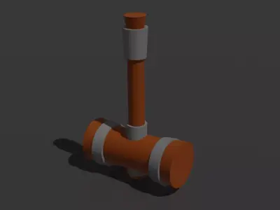 hammer wooden Low-poly 3D model