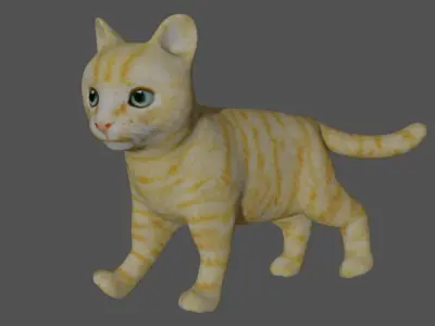 Kitten cat with eyes Low-poly 3D model
