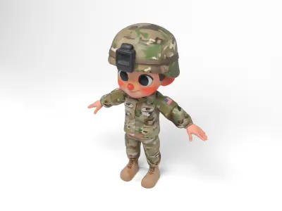 North american soldier Low-poly 3D model