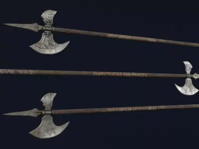 Guard Halberd Low-poly 3D model